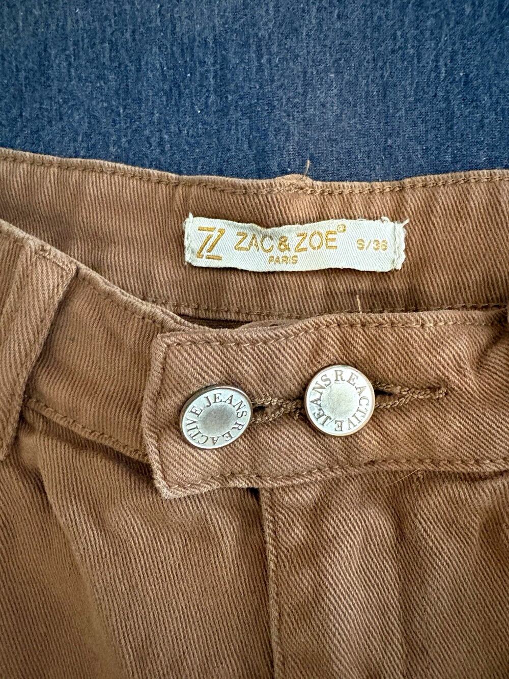 Zac & Zoe Cotton Brown Barrel Elastic Waist Button Boho Indie Size S/XS Women